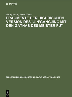 cover image of Fragmente der uigurischen Version des „Jin'gangjing mit den Gāthās des Meister Fu"